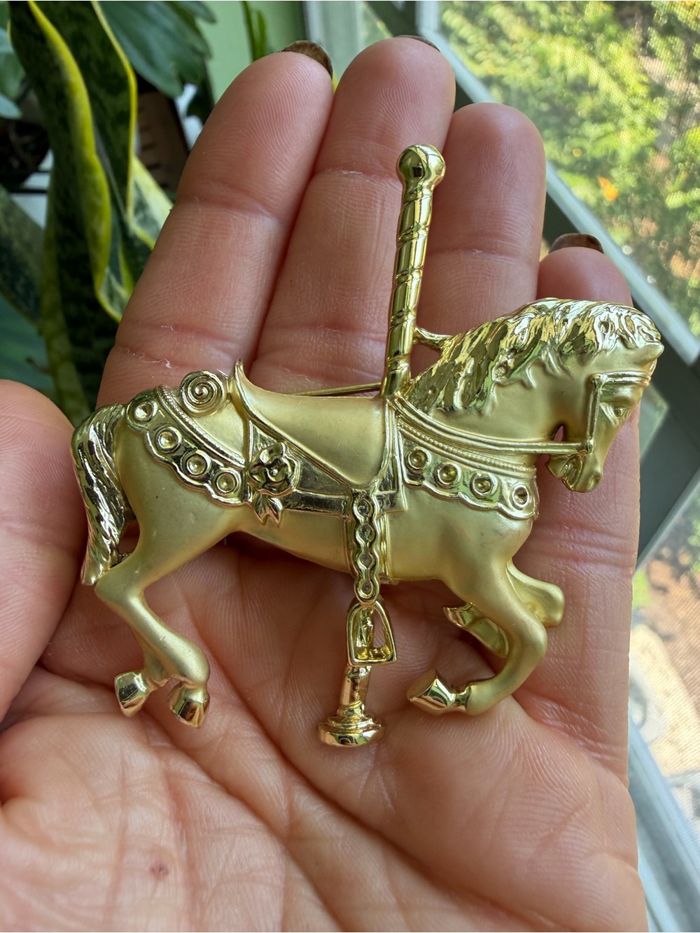Vintage Gold Carousel Horse Gold Brooch